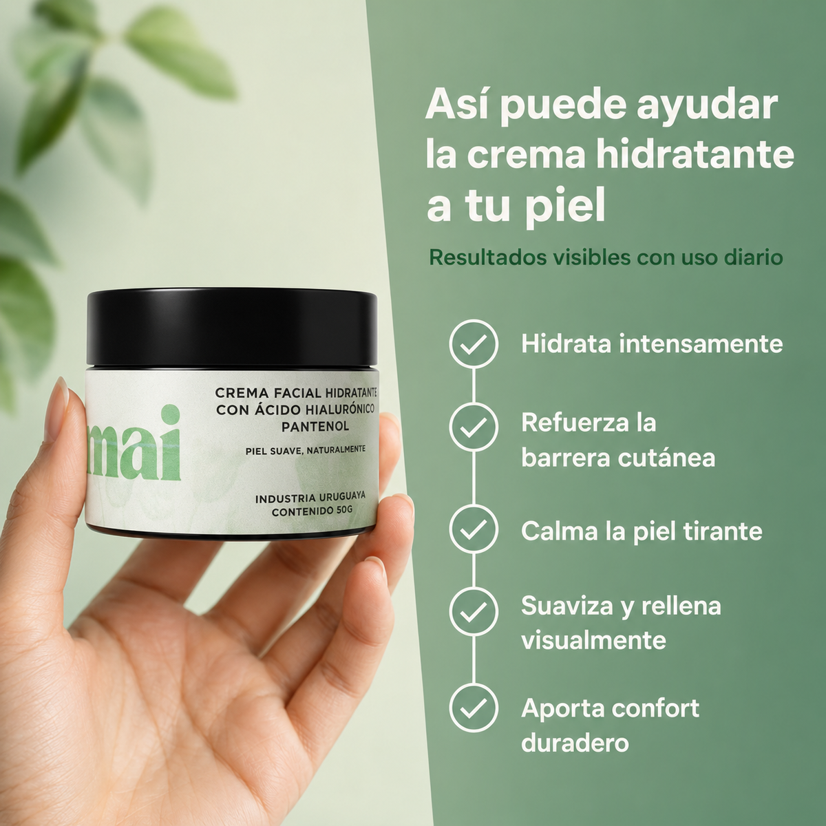 Crema Antiedad Ácido Hialurónico + Pantenol 50g | AmaiSkin Uruguay
