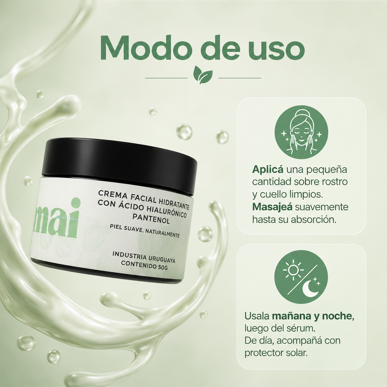 Crema Antiedad Ácido Hialurónico + Pantenol 50g | AmaiSkin Uruguay