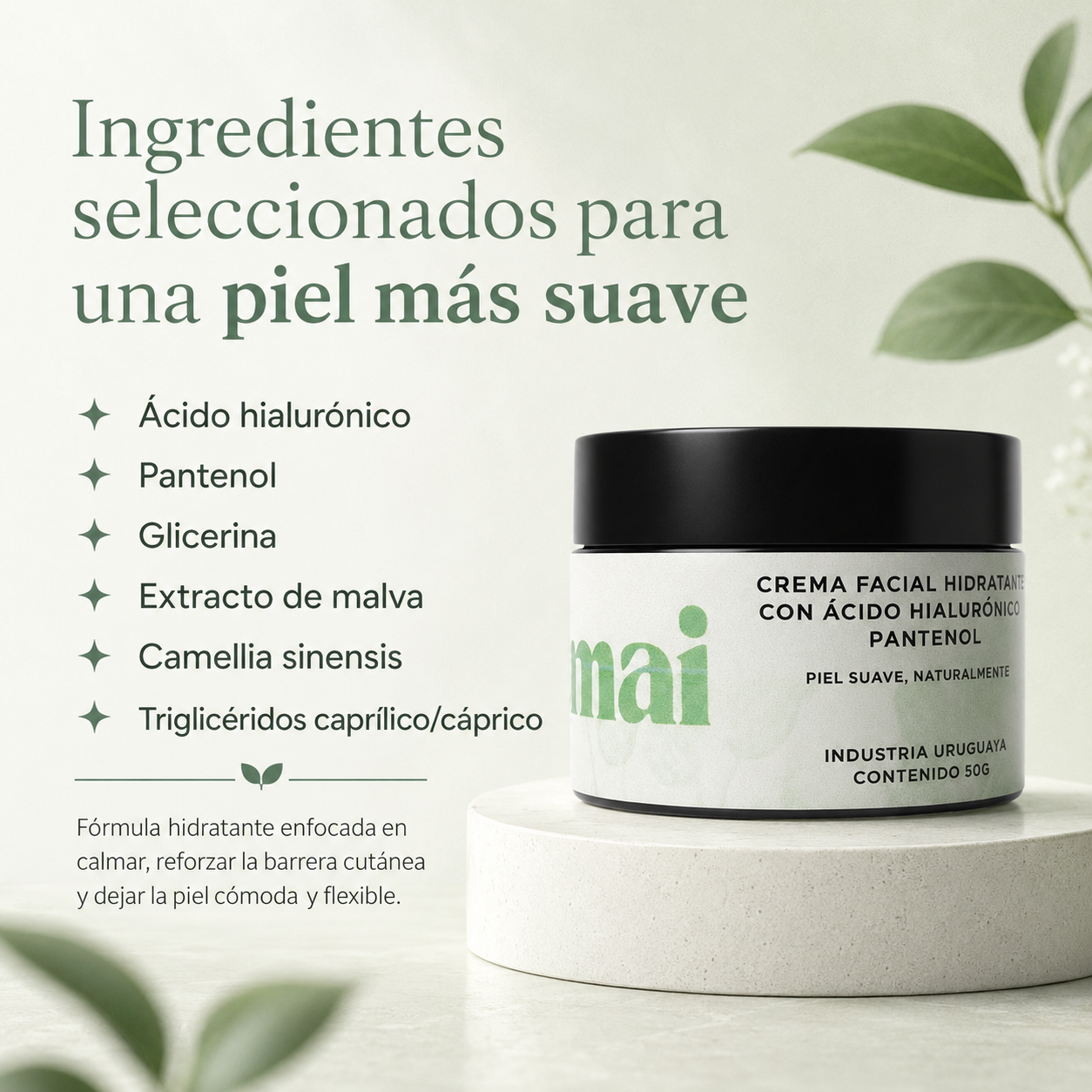 Crema Antiedad Ácido Hialurónico + Pantenol 50g | AmaiSkin Uruguay