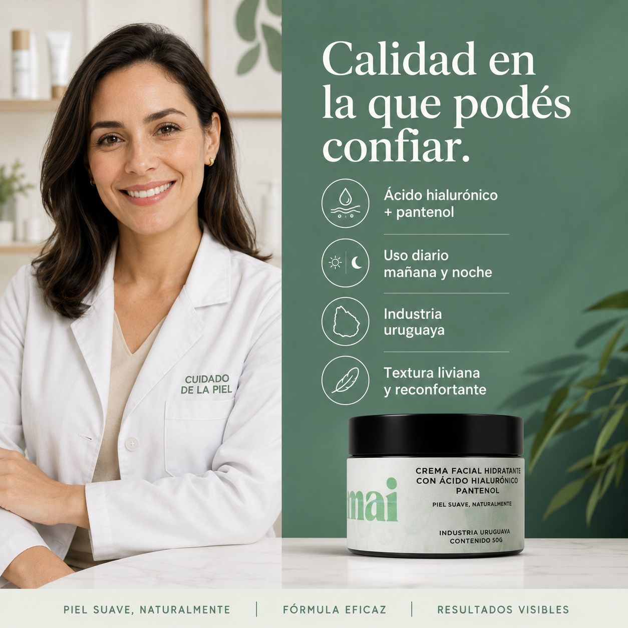 Crema Antiedad Ácido Hialurónico + Pantenol 50g | AmaiSkin Uruguay